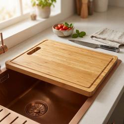 Pure.Sink Comfort Bamboo Wooden Cutting Board, 42x30 cm, for Use in a Sink, PEXCB40-24